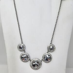 Cezanne Silver Tone Clear Crystal Statement Chain Necklace Costume Jewelry